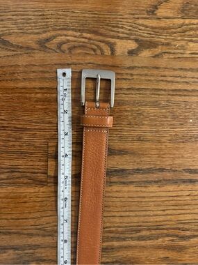 Vintage Leather Cognac Tan Belt Silver Buckle 28 like new made in italy